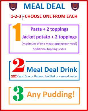 Meal deal pasta jacket potato